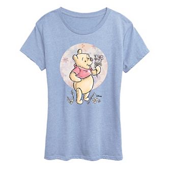 Disney's Winnie the Pooh Women's Floral Circle Pooh Graphic Tee