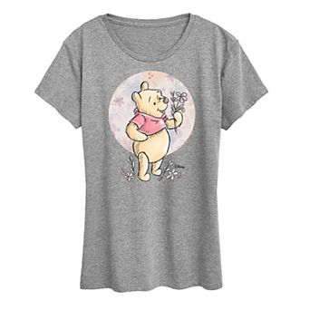 Disney's Winnie the Pooh Women's Floral Circle Pooh Graphic Tee