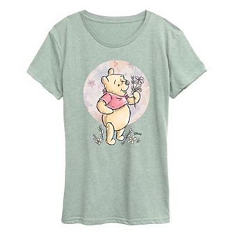 Disney's Winnie the Pooh Women's Floral Circle Pooh Graphic Tee