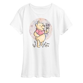 Disney's Winnie the Pooh Women's Floral Circle Pooh Graphic Tee