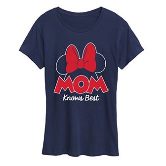 Disney's Minnie Mouse Women's Mom Knows Best Graphic Tee