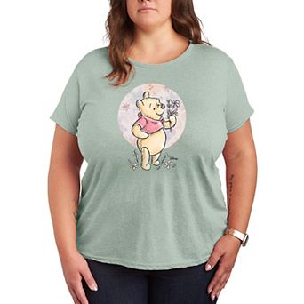 Disney's Winnie The Pooh Plus Size Floral Graphic Tee