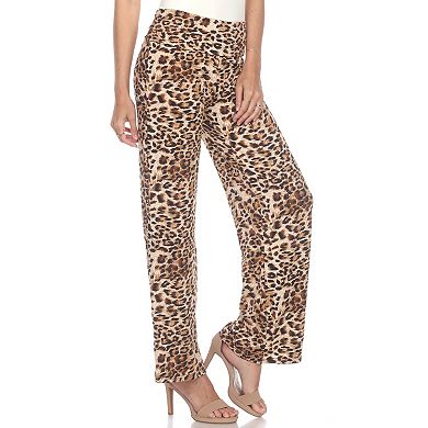 Women's Cheetah Print Wide Leg Palazzo Pants