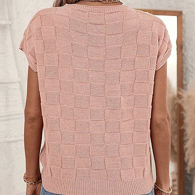 Women's Textured Knit Short Sleeve Sweater