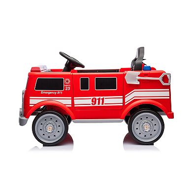 Freddo Fire Truck 12v For 3-8yrs: Mp3, Bluetooth, Led, Radio, Leather Seat, Storage.