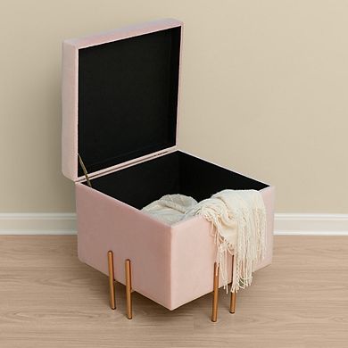 Square Velvet Storage Ottoman With Legs