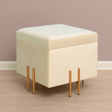 Square Velvet Storage Ottoman With Legs