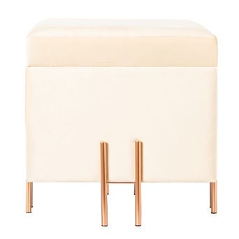 Square Velvet Storage Ottoman With Legs