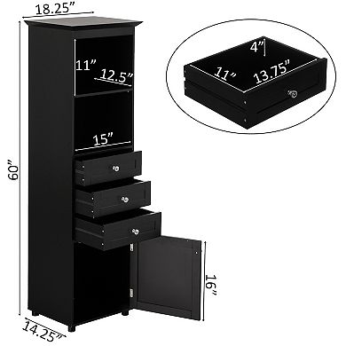 Tall Freestanding Storage Organizer Linen Tower, Vanity Closet, Bathroom Cabinet