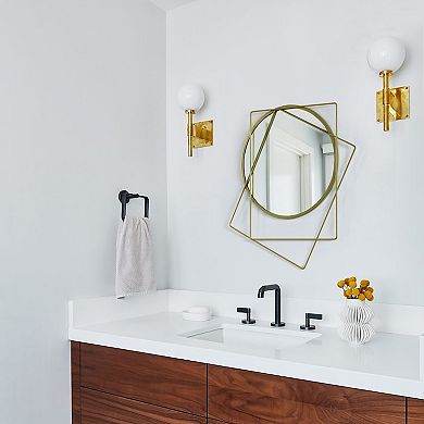 Uniquewise Decorative Circle Mirror Featuring 2 Squares Shaped Gold Metal Frame