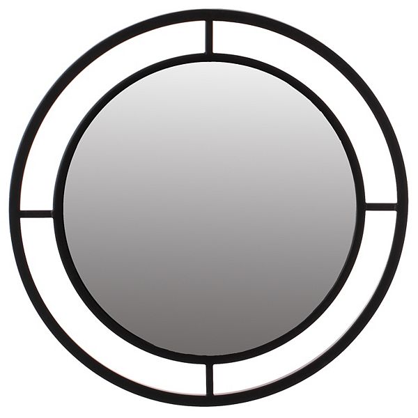 Uniquewise Decorative Round Mirror With Circle Ring Frame Black Metal