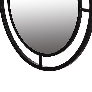 Uniquewise Decorative Round Mirror With Circle Ring Frame - Black Metal Wall Mounted Modern Mirror