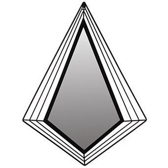 Uniquewise 27" Tall Decorative Tiered Diamond Shaped Black Metal Frame Wall Mounted Modern Mirror