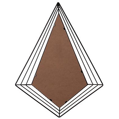 Uniquewise 27" Tall Decorative Tiered Diamond Shaped Black Metal Frame Wall Mounted Modern Mirror