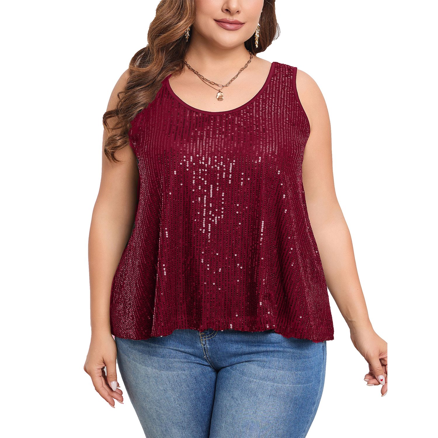Женские жилеты Sequin Tops Plus Size Glitter Tank Top Sleeveless Sparkle Shimmer Shirt Tops Camisole Vest