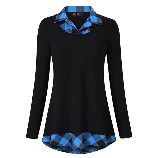 Penny Contrast Lace Patchwork Long Sleeve Top