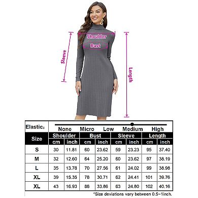 Womens Turtleneck Sweater Slim Fit Long Sleeve Bodycon Ribbed Knit Sweater Dress Midi Sweater Dress
