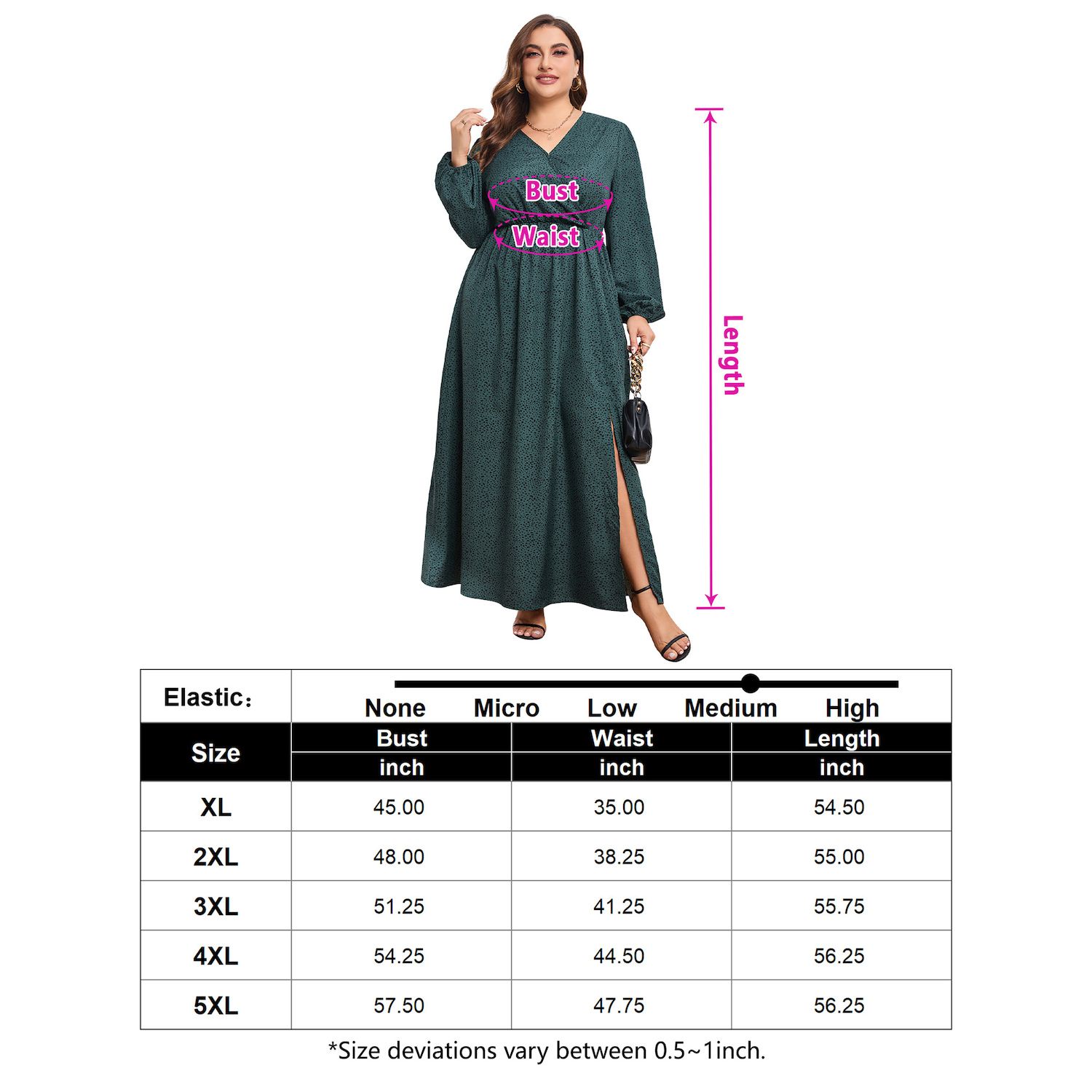 Women Plus Size Wrap Maxi Dress Short Flutter Sleeves Empire Waist Split A  Line Boho Casual