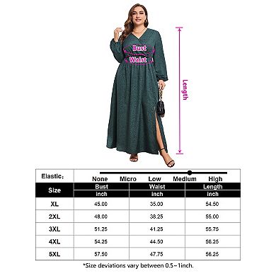 Women Plus Size Wrap Maxi Dress Short Flutter Sleeves Empire Waist Split A Line Boho Casual Dress