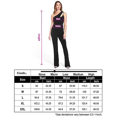 Women's One Shoulder Cutout Sleeveless Crop Wide Leg Jumpsuits Romper Outfits