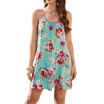 Women Summer Casual Mini Dress Sleeveless Halter Neck Backless Beach Cami Sundress