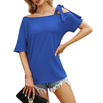 Women's Off Shoulder Strappy Summer Tops,Short Sleeve Shirt Top