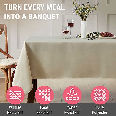 HLC.me Lincoln Stripe Fabric Tablecloth Rectangle Table, Water, Fade, Stain, And Wrinkle Resistance