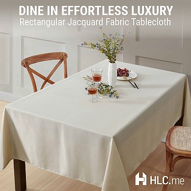 HLC.me Lincoln Stripe Fabric Tablecloth Rectangle Table, Water, Fade, Stain, And Wrinkle Resistance