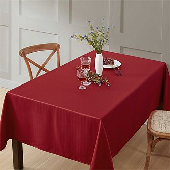 HLC.me Lincoln Stripe Fabric Tablecloth Rectangle Table, Water, Fade, Stain, And Wrinkle Resistance