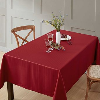HLC.me Lincoln Stripe Fabric Tablecloth Rectangle Table, Water, Fade, Stain, And Wrinkle Resistance