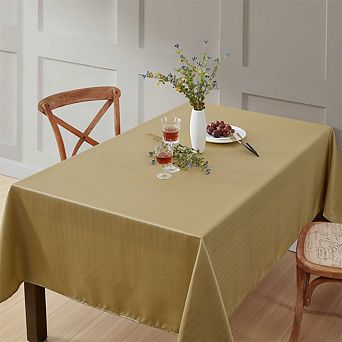 HLC.me Lincoln Stripe Fabric Tablecloth Rectangle Table, Water, Fade, Stain, And Wrinkle Resistance