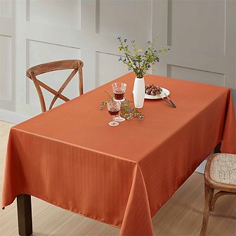 HLC.me Lincoln Stripe Fabric Tablecloth Rectangle Table, Water, Fade, Stain, And Wrinkle Resistance