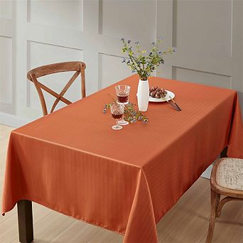 HLC.me Lincoln Stripe Fabric Tablecloth Rectangle Table, Water, Fade, Stain, And Wrinkle Resistance