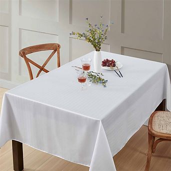 HLC.me Lincoln Stripe Fabric Tablecloth Rectangle Table, Water, Fade, Stain, And Wrinkle Resistance