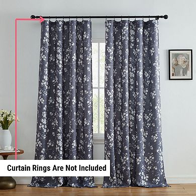 Thd Frenchy Floral Patterned Light Blocking Curtain Rod Pocket Pole Top Panels - Set Of 2