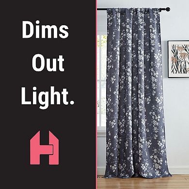 HLC.me Ashley Floral Patterned Light Blocking Curtain Rod Pocket Pole Top Panels - Set Of 2