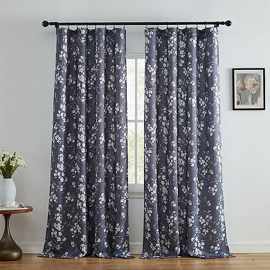 Thd Frenchy Floral Patterned Light Blocking Curtain Rod Pocket Pole Top Panels - Set Of 2