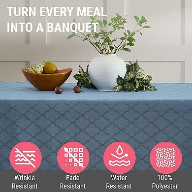 HLC.me Modena Geometric Lattice Fabric Tablecloth, Rectangle, Water, Wrinkle, & Stain Resistance