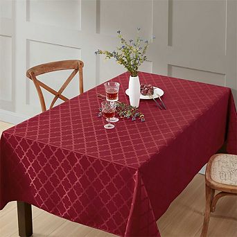 HLC.me Modena Geometric Lattice Fabric Tablecloth, Rectangle, Water, Wrinkle, & Stain Resistance