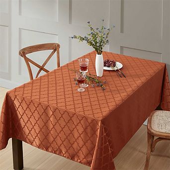 HLC.me Modena Geometric Lattice Fabric Tablecloth, Rectangle, Water, Wrinkle, & Stain Resistance