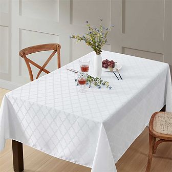 HLC.me Modena Geometric Lattice Fabric Tablecloth, Rectangle, Water, Wrinkle, & Stain Resistance