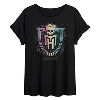 Juniors' Monster High Rainbow Shield Oversized Tee