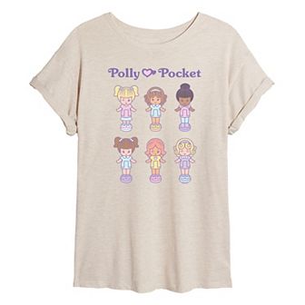 Juniors' Polly Pocket Doll Grid Oversized Tee