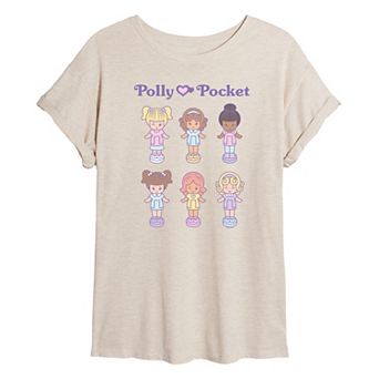 Juniors' Polly Pocket Doll Grid Oversized Tee