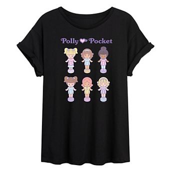 Juniors' Polly Pocket Doll Grid Oversized Tee