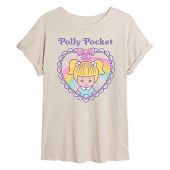 Juniors' Polly Pocket Quilted Heart Oversized Tee