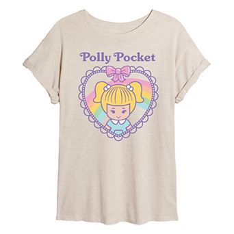 Juniors' Polly Pocket Quilted Heart Oversized Tee