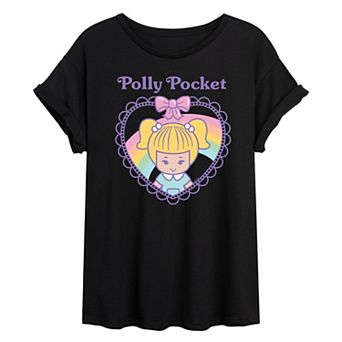 Juniors' Polly Pocket Quilted Heart Oversized Tee