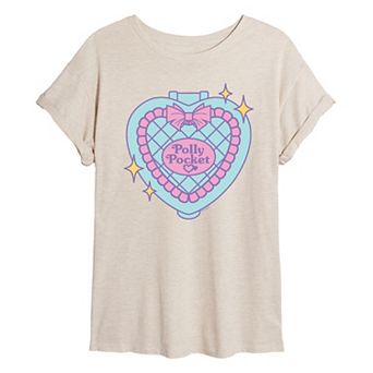Juniors' Polly Pocket Quilted Heart Case Oversized Tee