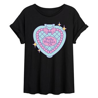 Juniors' Polly Pocket Quilted Heart Case Oversized Tee